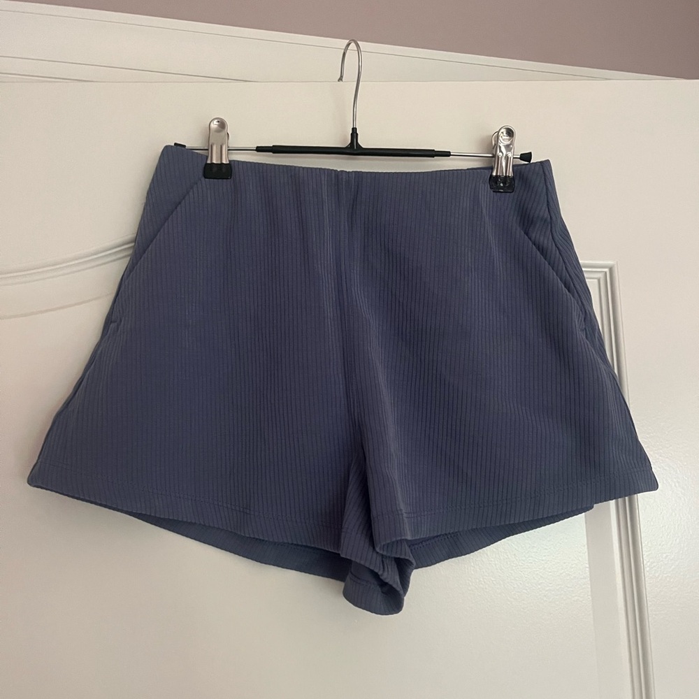 lululemon athletica High Waist Ribbed Blue Shorts